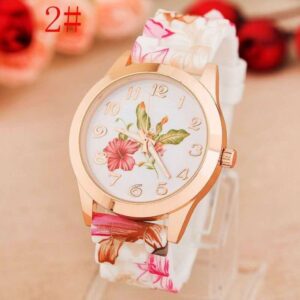 Floral print automatic watch